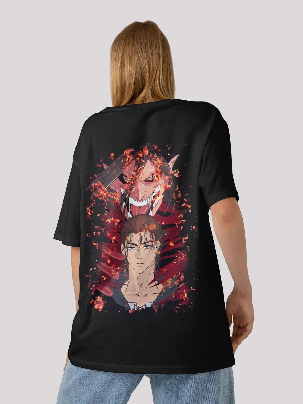 Eren's Titan Tee Anime Unisex Oversized T-shirt-black