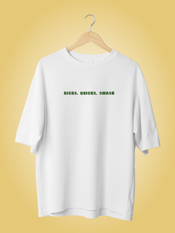 Incredible Strength: Hulk x Ninja Turtles Oversized White T-shirt