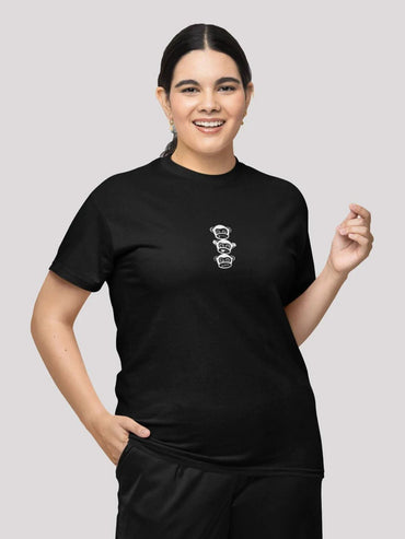 Wise Monkey Head Black Unisex T-Shirt