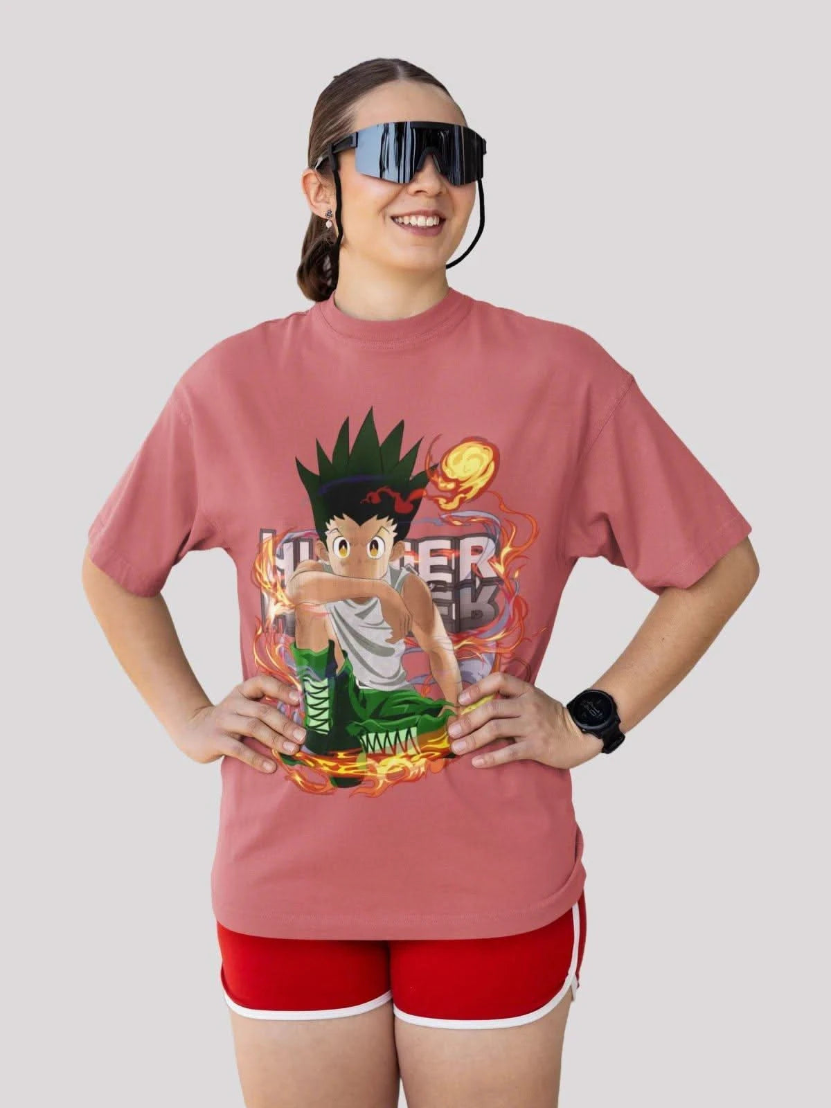 Gone crazy for GON Anime Unisex Oversized T-shirt-Dusty Rose