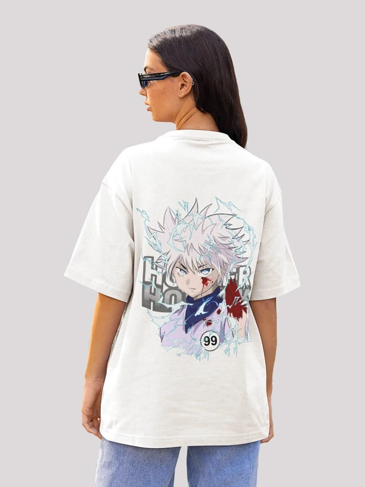Crazy Killuas Anime Unisex Oversized T-shirt-White