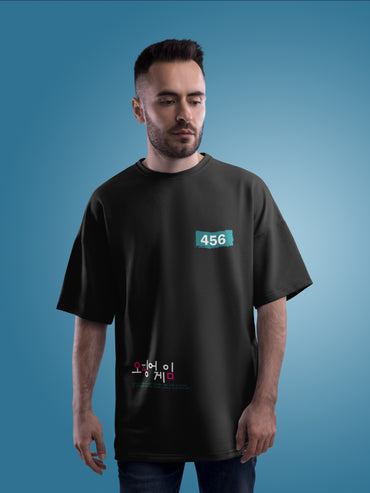 456 Black Squid Game Printed Oversized T-shirt