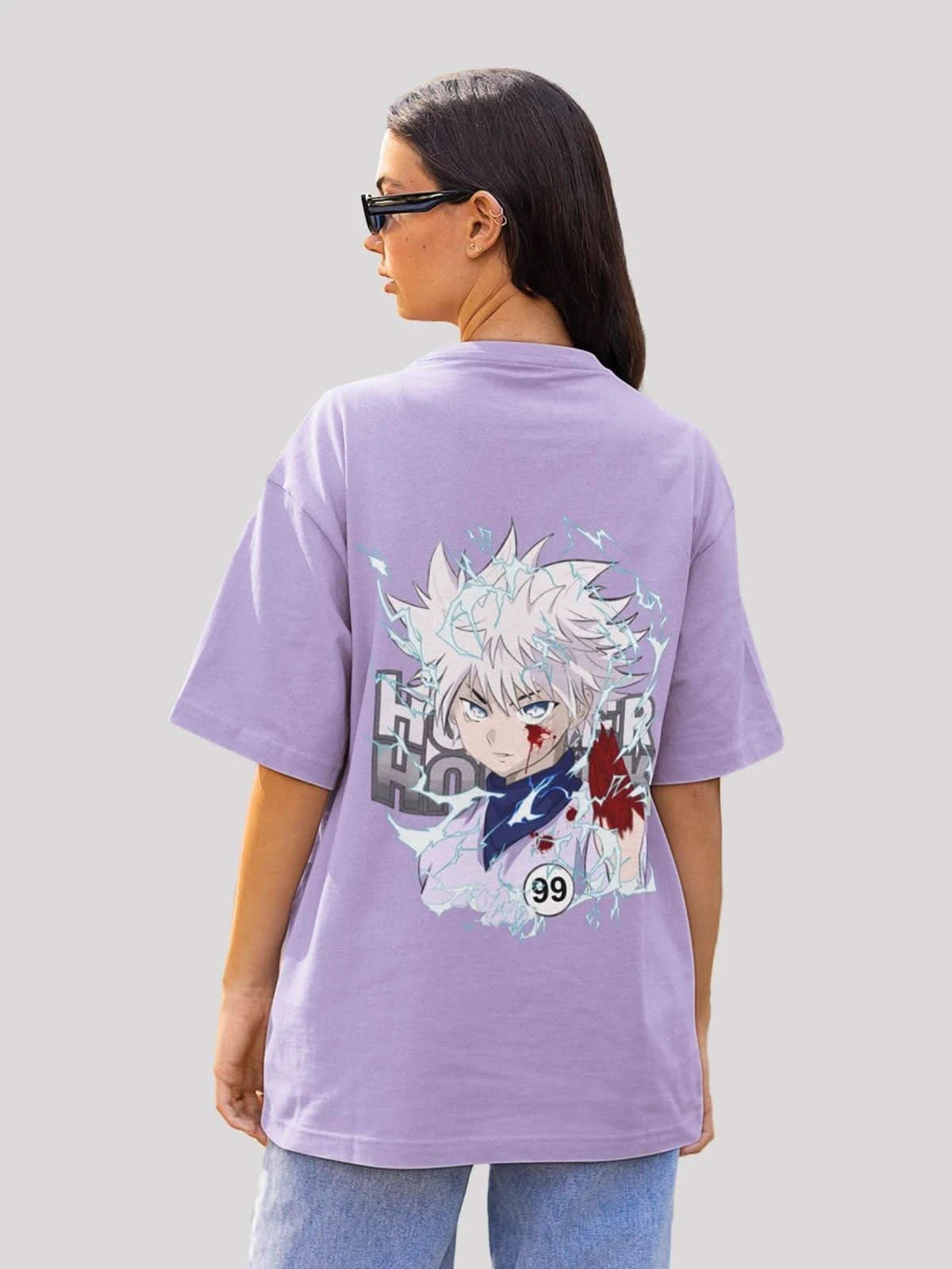 Crazy Killuas Anime Unisex Oversized T-shirt-Iris lavender
