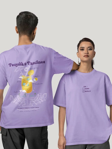 Tequila & Tanlines Lavendar Oversized Beach Graphic T-shirt