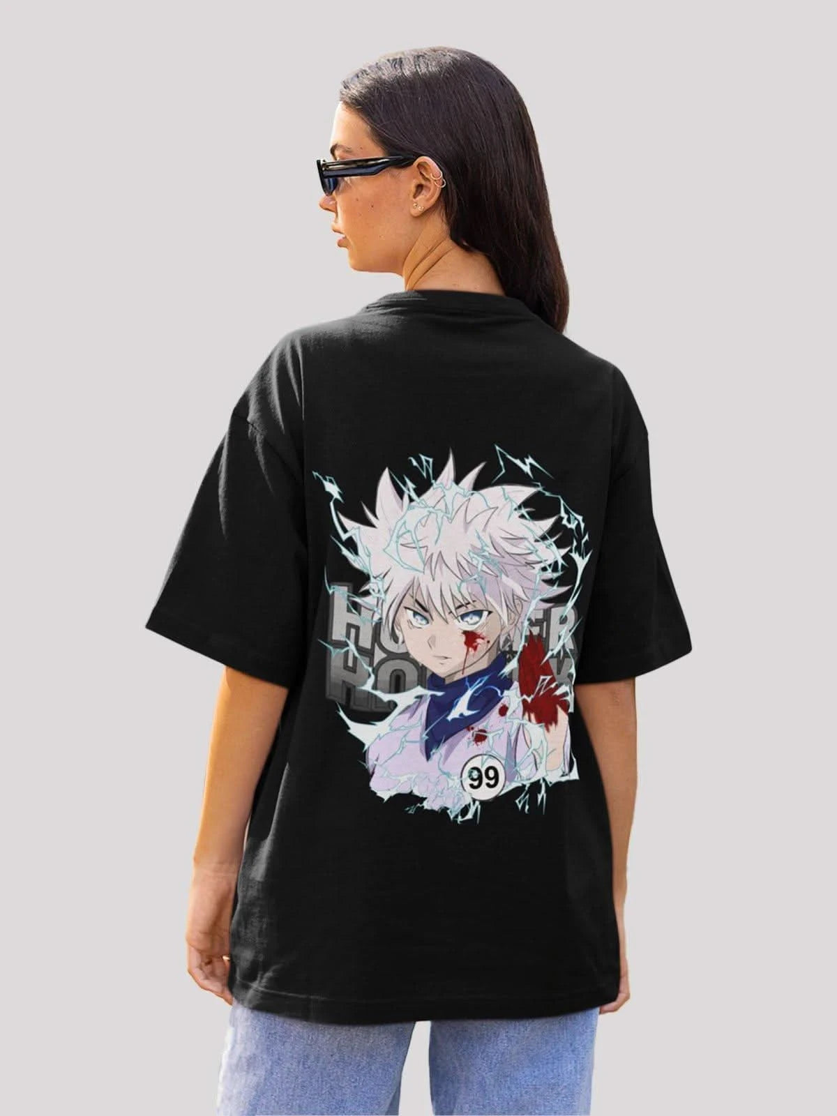 Crazy Killuas Anime Unisex Oversized T-shirt-Black