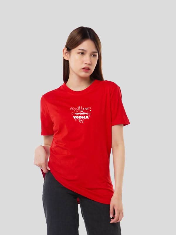Red Vodka over Valentine's regular fit t-shirt for singles