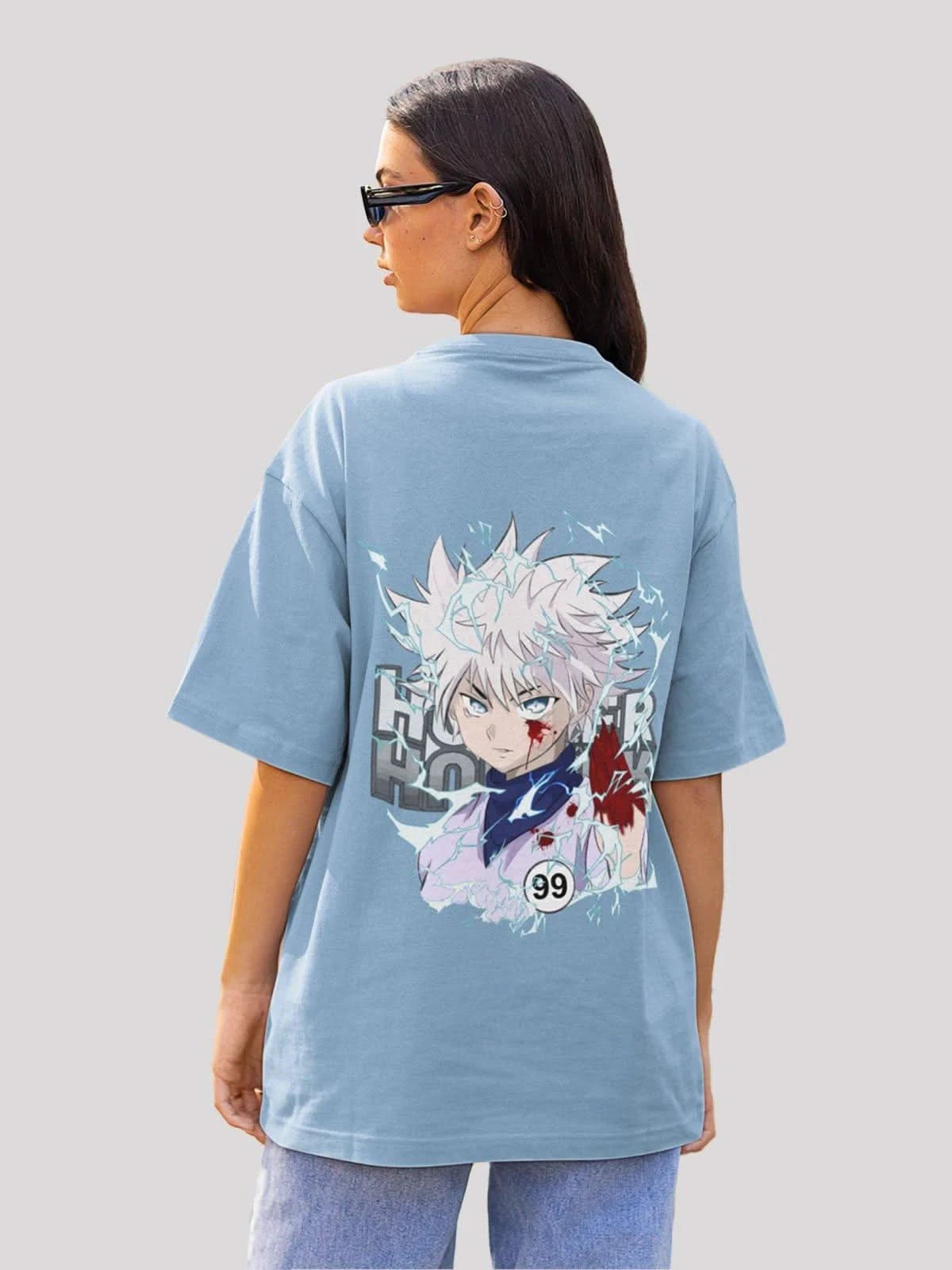 Crazy Killuas Anime Unisex Oversized T-shirt-baby blue