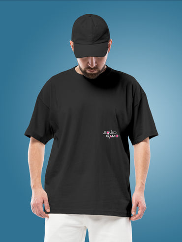 Black Pac Man Squid Games Oversized Graphic Tee