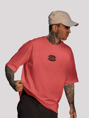 Cool Red Happy Summer Beach Typography Oversized Graphic Tee