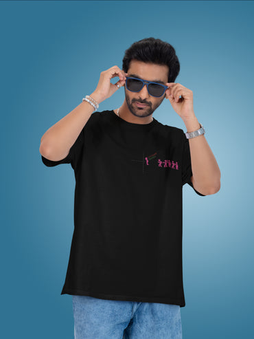 Front Man Black Printed Squid Games Oversized T-shirt