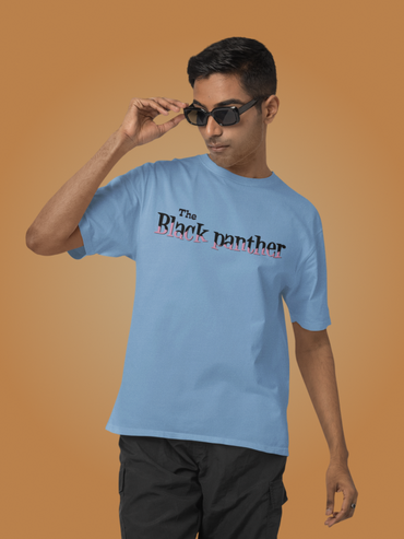 The Black Pink Panther Oversized Blue Graphic Tee