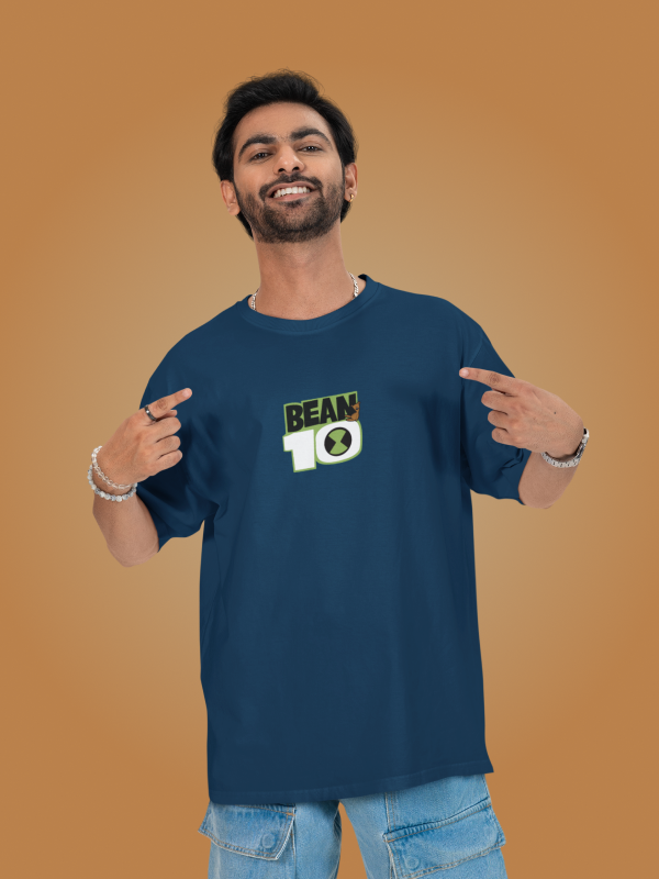 Mr. Bean & Ben 10 Ultimate Cartoon Crossover Blue T-shirt