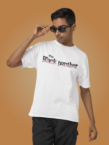 The Black Pink Panther Oversized White Graphic Tee