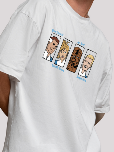 White Fantastic Four Overszied Marvel Graphic Tee