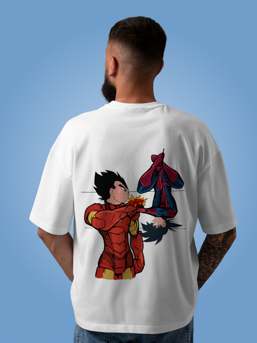 Supreme Dragon ball Z x Spiderman Crossover Oversized White T-shirt