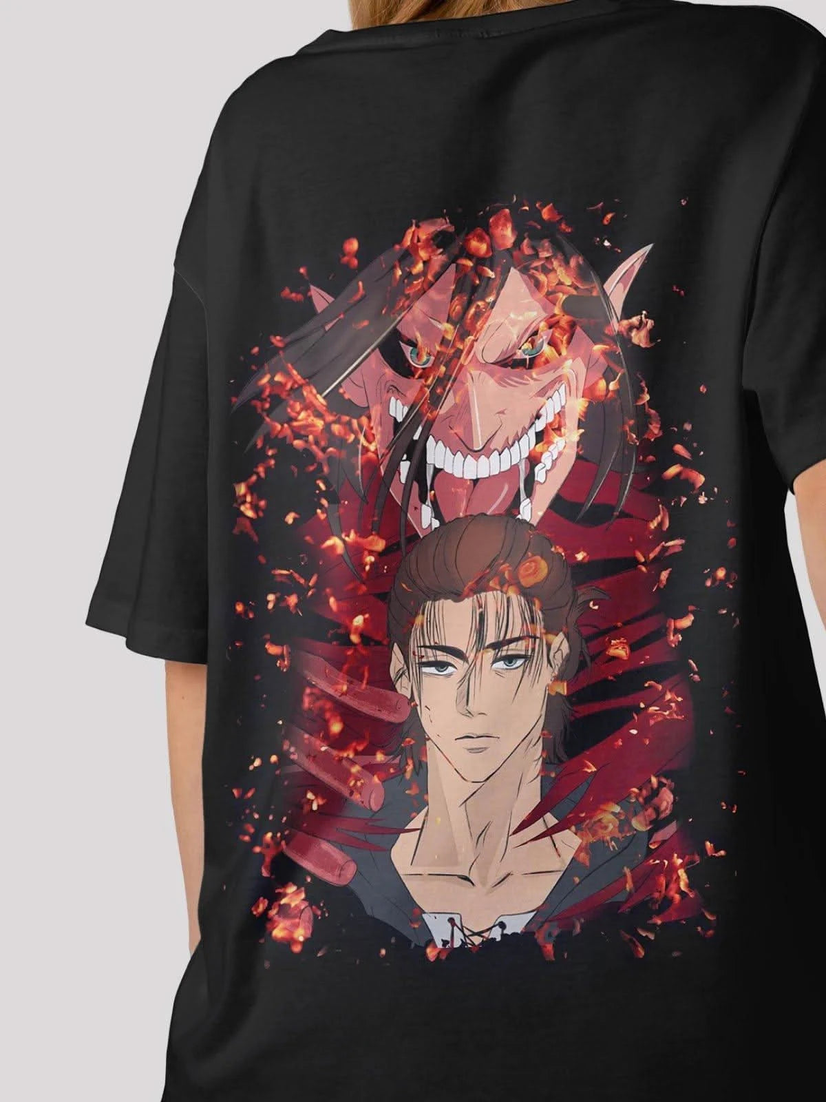 Eren's Titan Tee Anime Unisex Oversized T-shirt-black