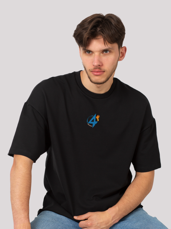 Fantastic Four: Baxter Mode Black Oversized Graphic Tee