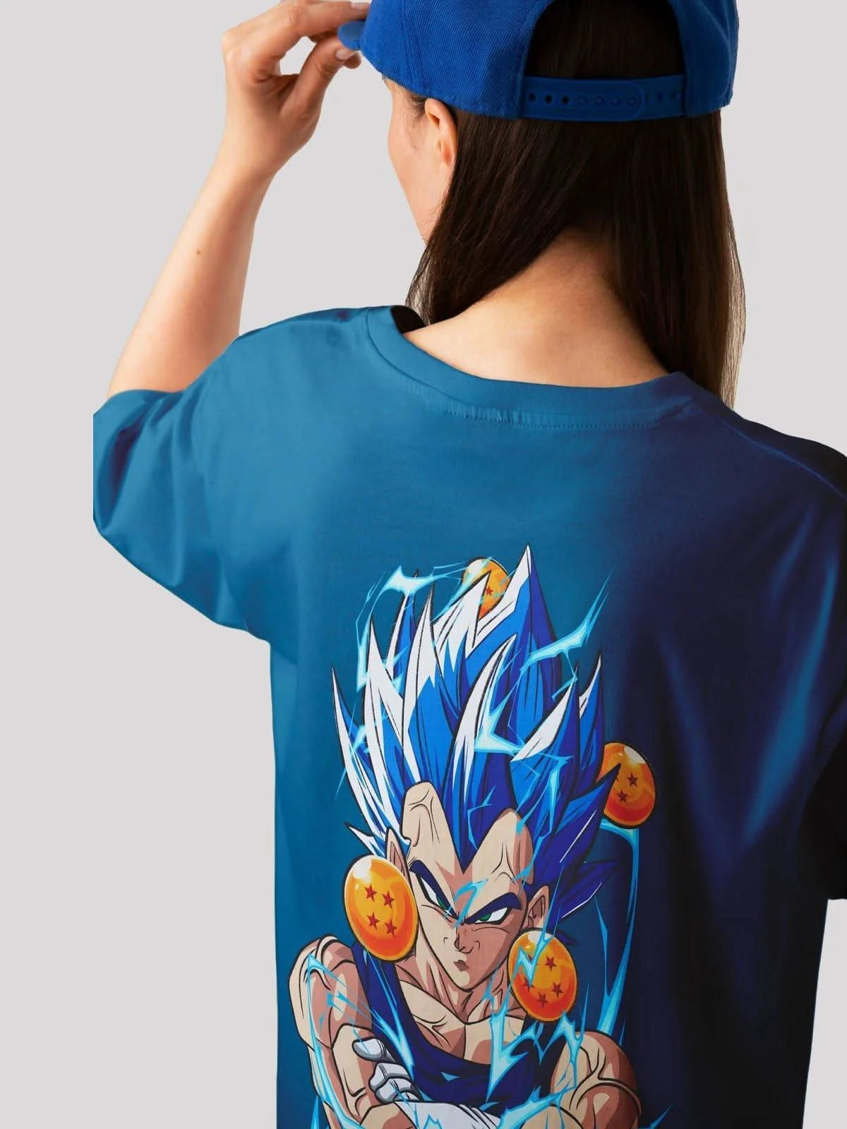 Vegeta Power Anime Unisex Oversized T-shirt-Navy blue