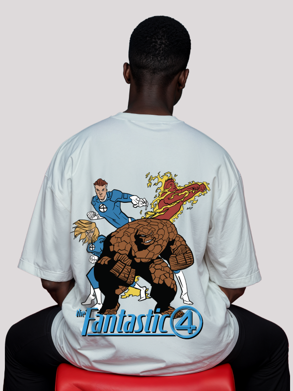 White Fantastic Four Overszied Marvel Graphic Tee