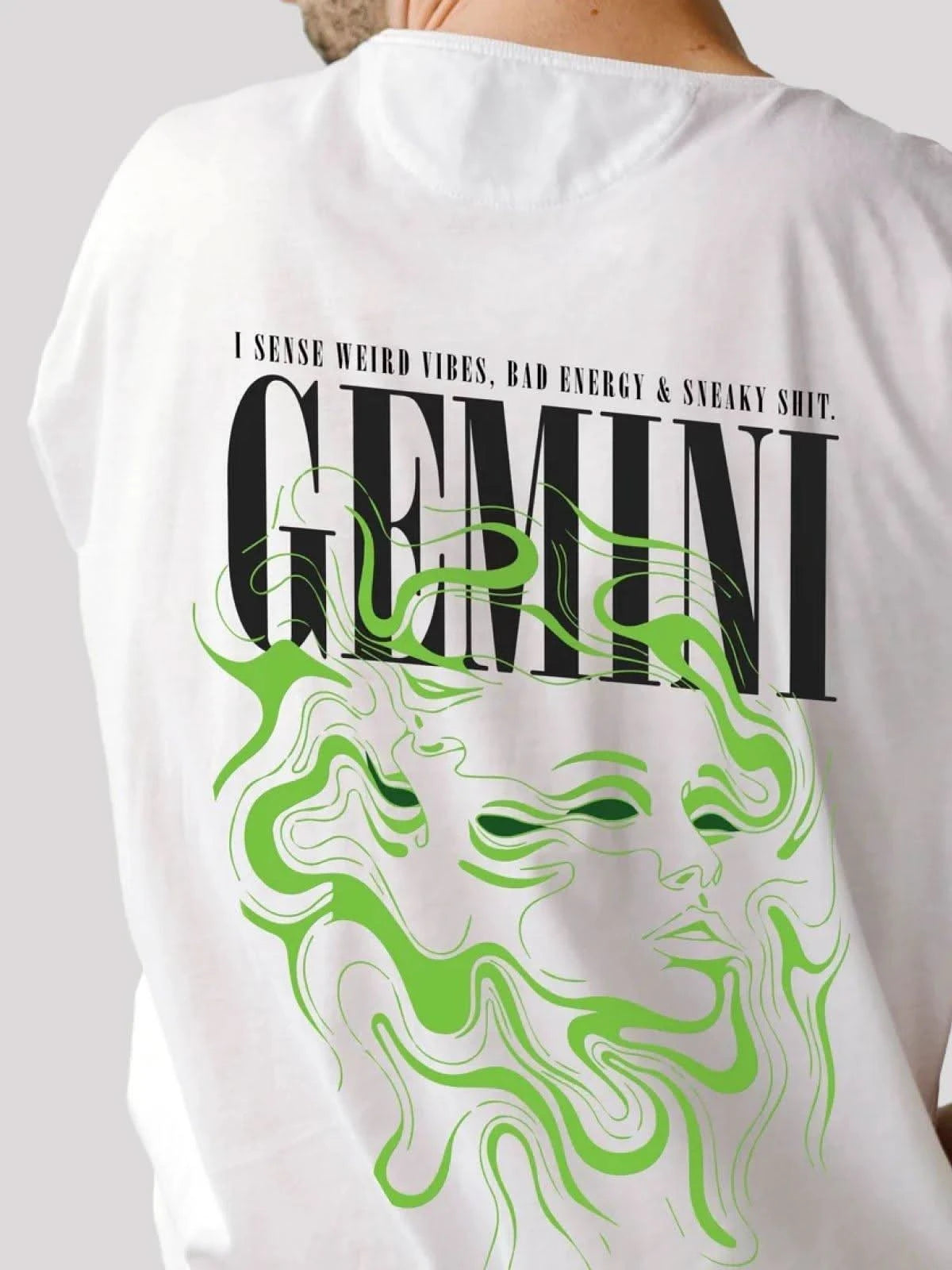 Gemini Zodiac Unisex Oversize T-Shirt-white