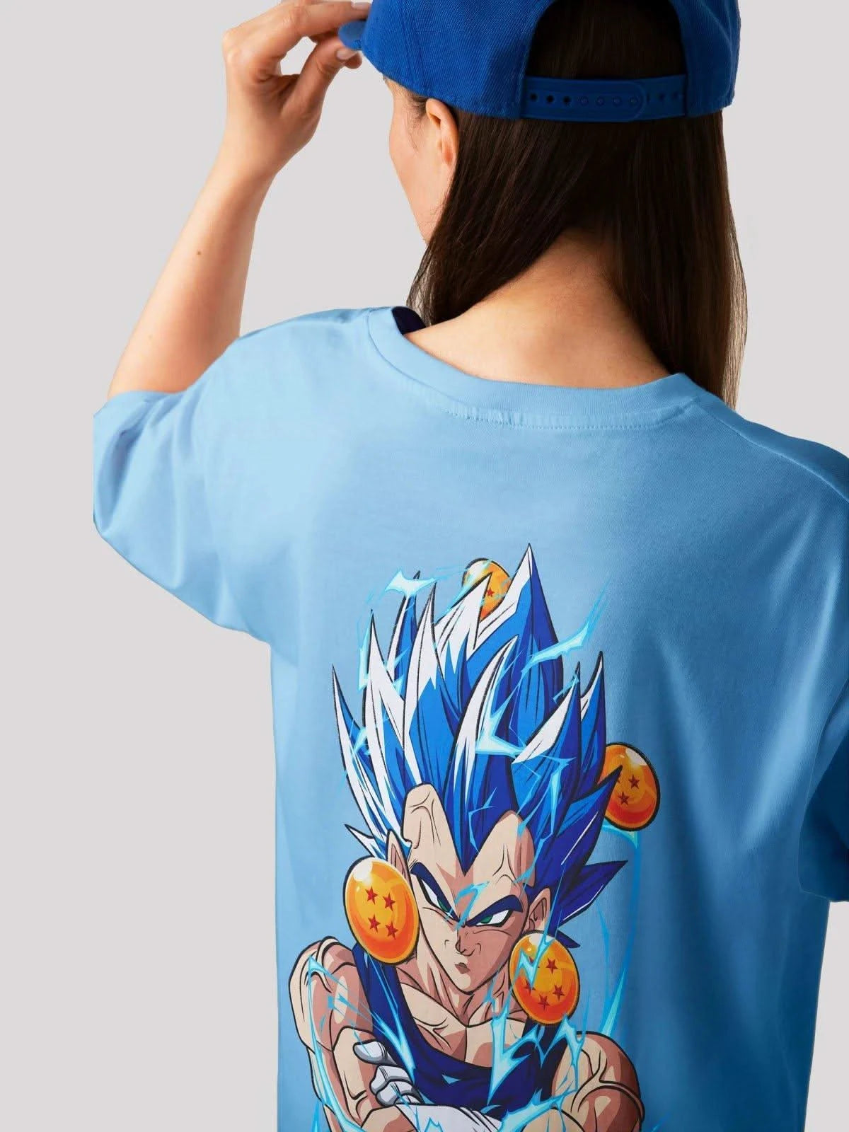 Vegeta Power Anime Unisex Oversized T-shirt-baby blue