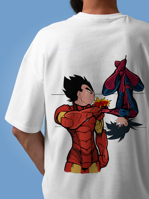 Supreme Dragon ball Z x Spiderman Crossover Oversized White T-shirt