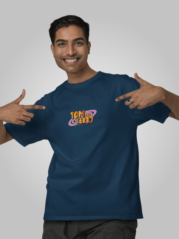 Naruto x Tom & Jerry Crossover Blue Oversized Backprint Graphic Tee