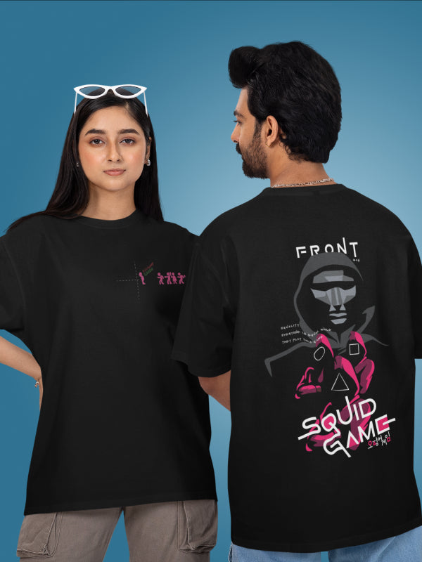 Front Man Black Printed Squid Games Oversized T-shirt