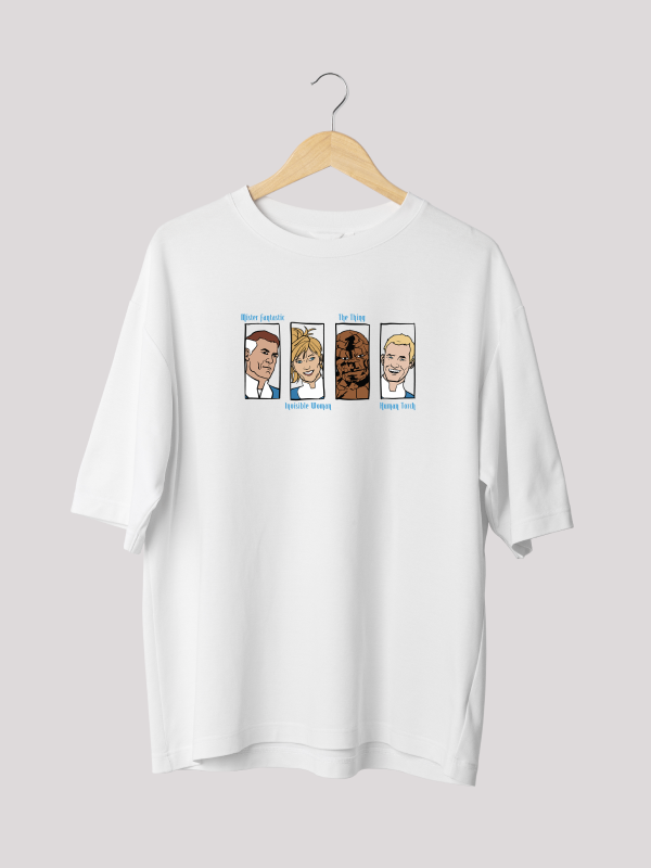 White Fantastic Four Overszied Marvel Graphic Tee