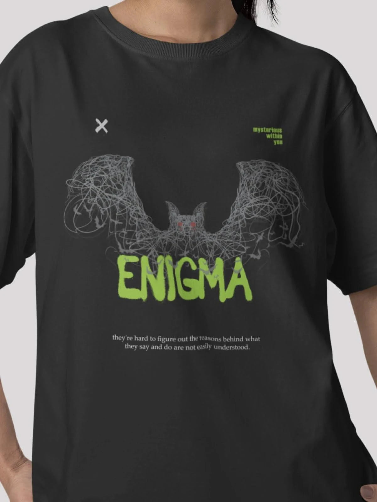 Unisex black enigma oversized t-shirt