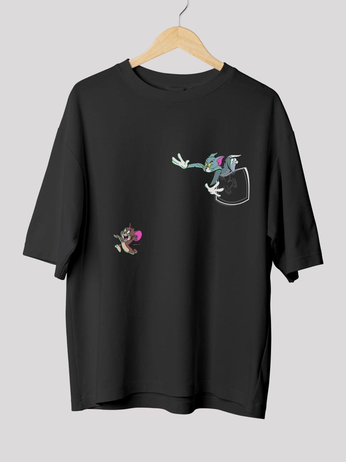 Tom & Jerry Oversized Black T-Shirt
