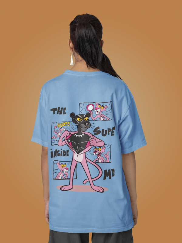 The Black Pink Panther Oversized Blue Graphic Tee