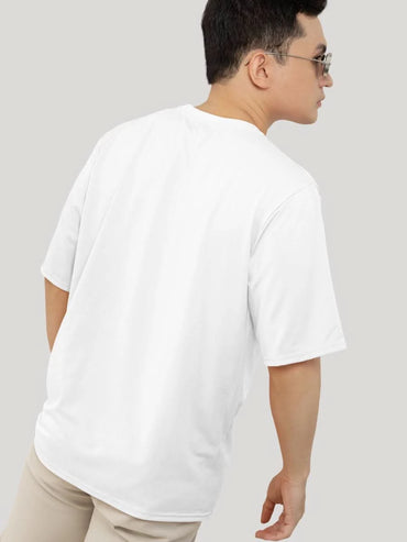 White Summer Surfing Vibe Oversized Graphic Tee