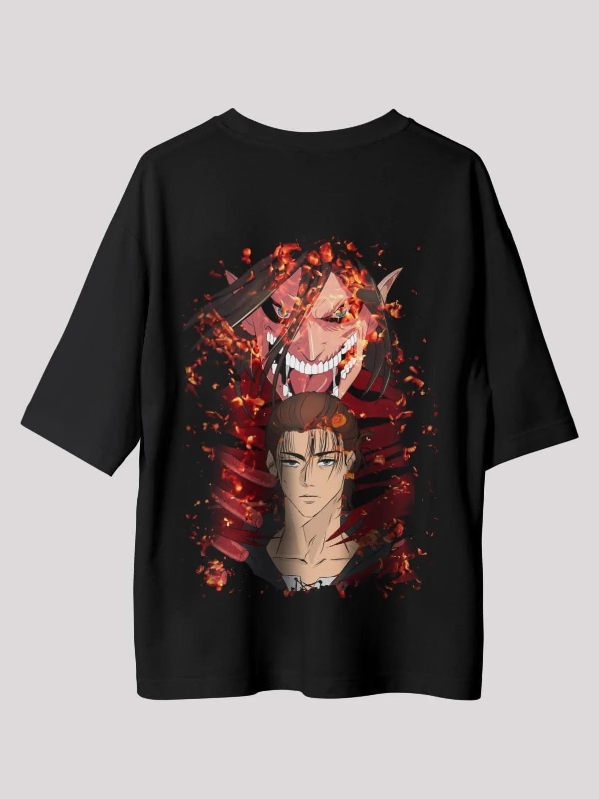 Eren's Titan Tee Anime Unisex Oversized T-shirt-black