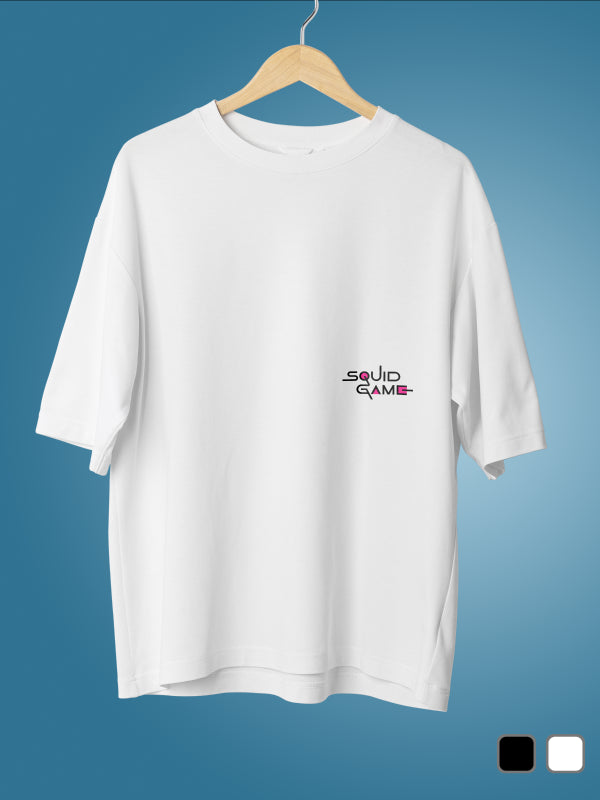 White Pac Man Squid Games Oversized Graphic Tee