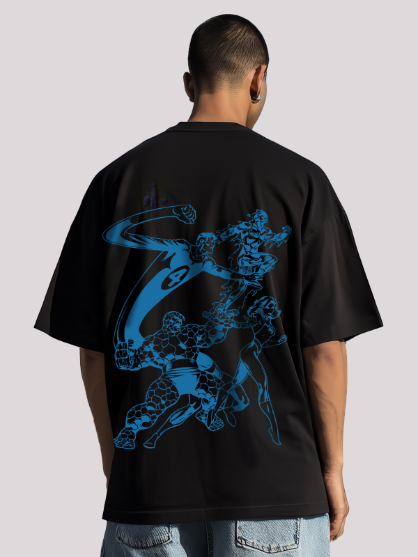 Fantastic Four: Baxter Mode Black Oversized Graphic Tee