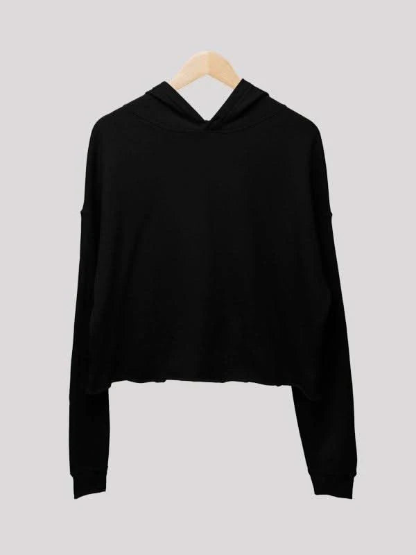 Your Mind Black Crop- Hoodie For Women