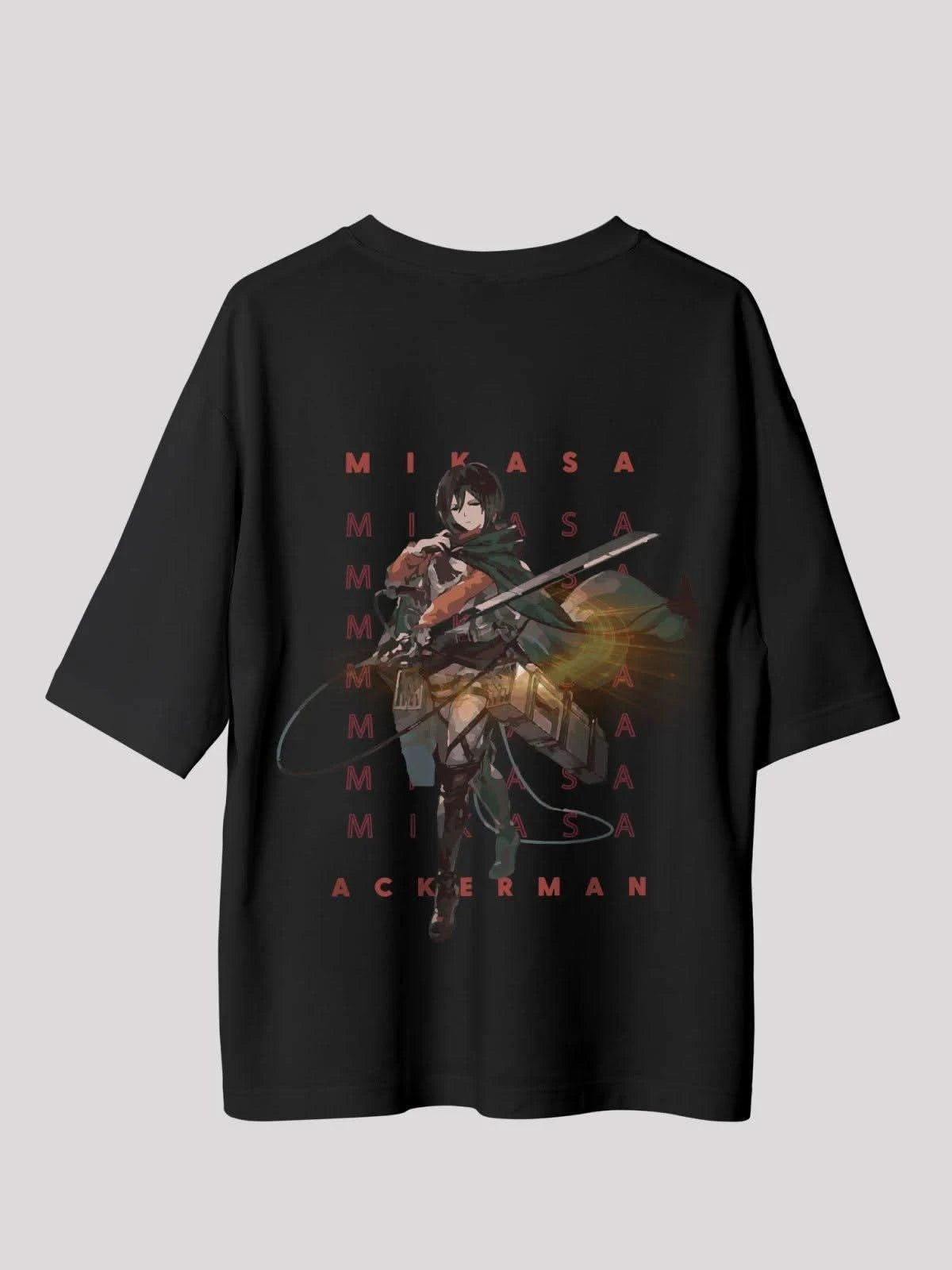 Mikasa Anime unisex Oversize T-Shirt- Black