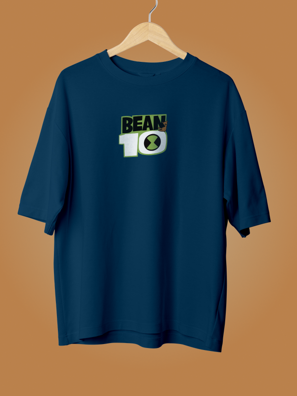 Mr. Bean & Ben 10 Ultimate Cartoon Crossover Blue T-shirt