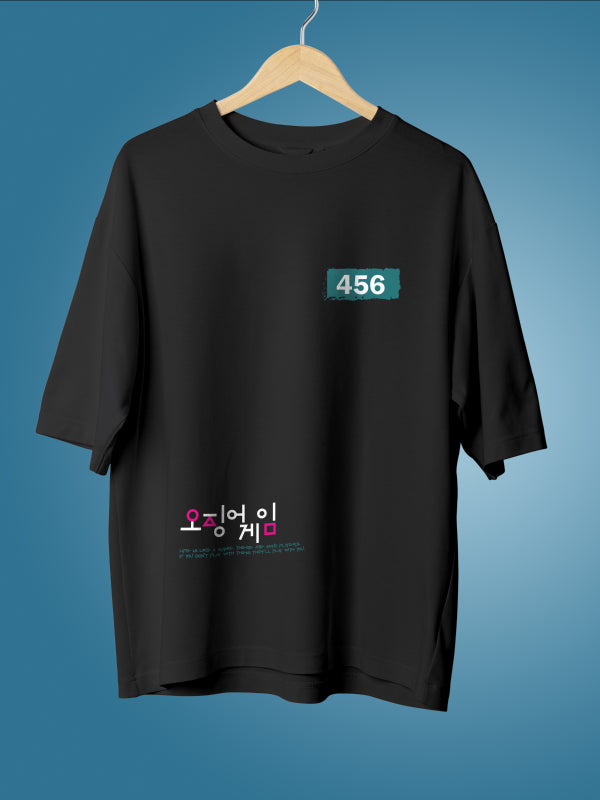 456 Black Squid Game Printed Oversized T-shirt