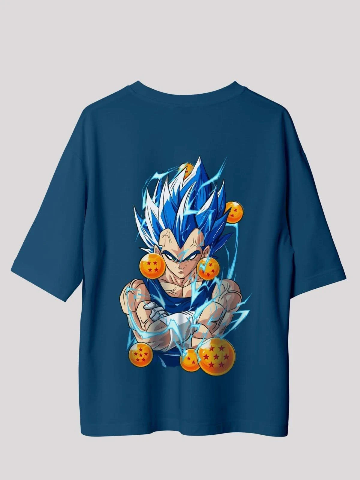 Vegeta Power Anime Unisex Oversized T-shirt-Navy blue