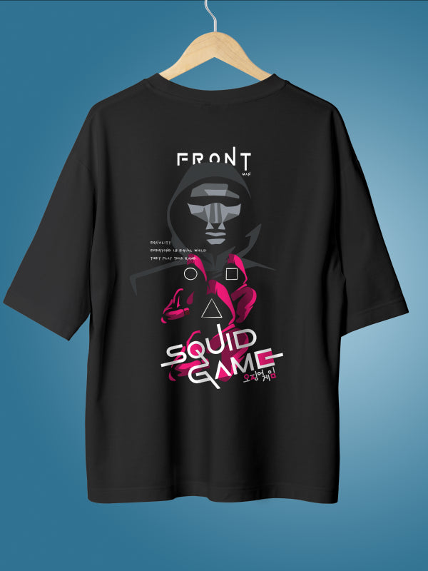 Front Man Black Printed Squid Games Oversized T-shirt