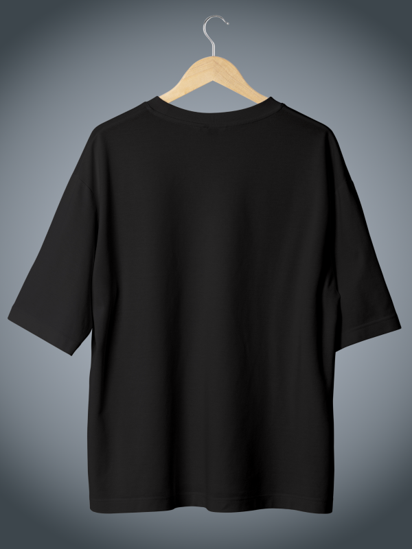 Gotham's Shadow Black Printed Batman Logo Oversized Printed T-shirt