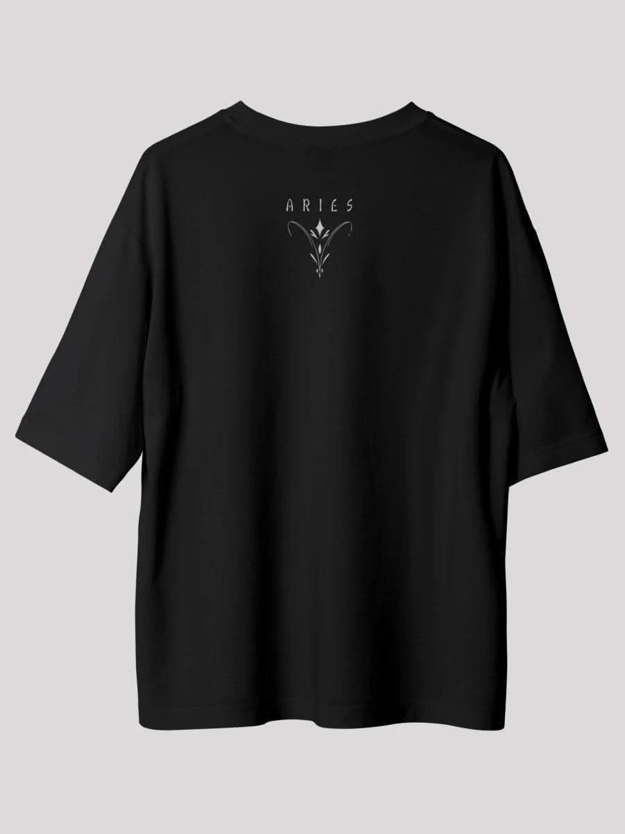 Aries Zodiac Unisex Oversize T-Shirt-Black