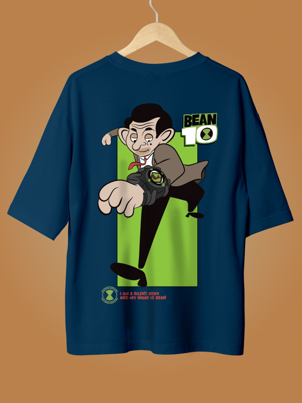 Mr. Bean & Ben 10 Ultimate Cartoon Crossover Blue T-shirt