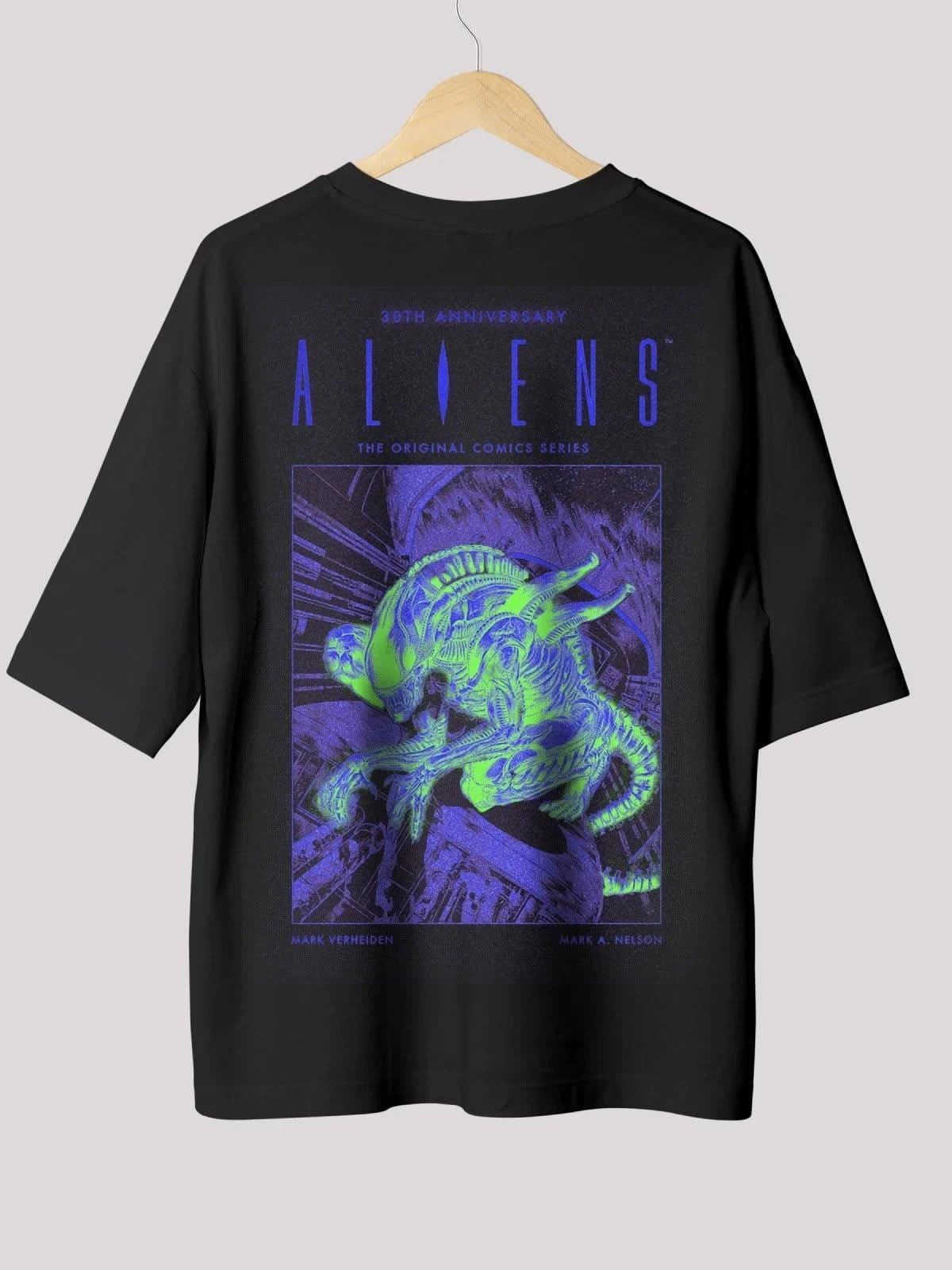 Unisex black Alien oversized t-shirt