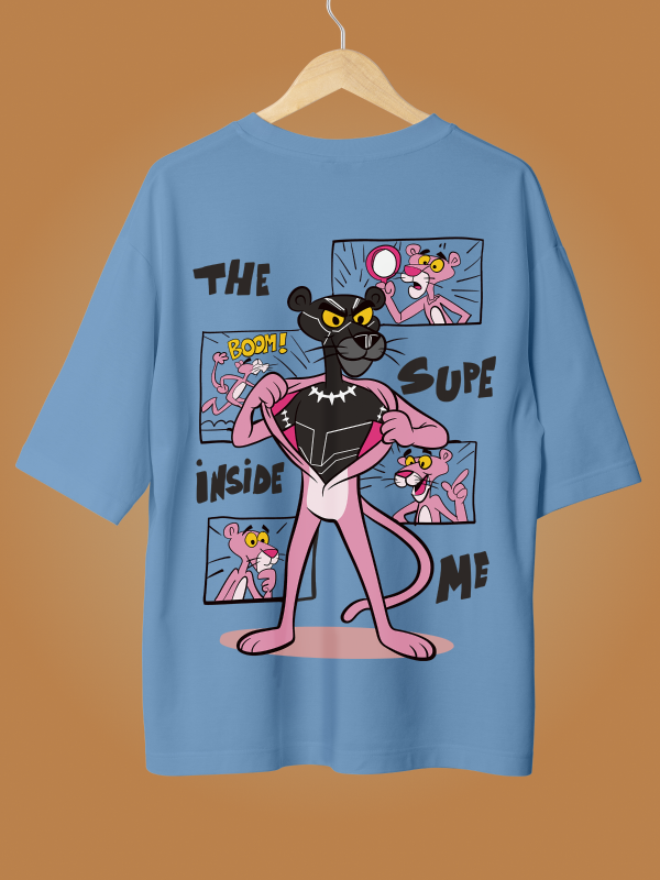 The Black Pink Panther Oversized Blue Graphic Tee