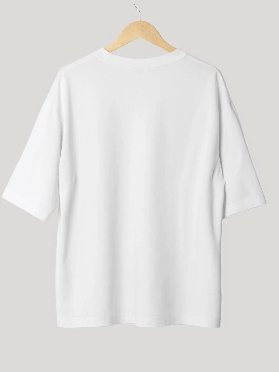 White Summer Surfing Vibe Oversized Graphic Tee
