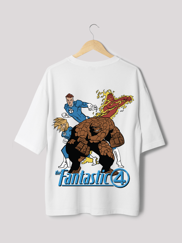 White Fantastic Four Overszied Marvel Graphic Tee