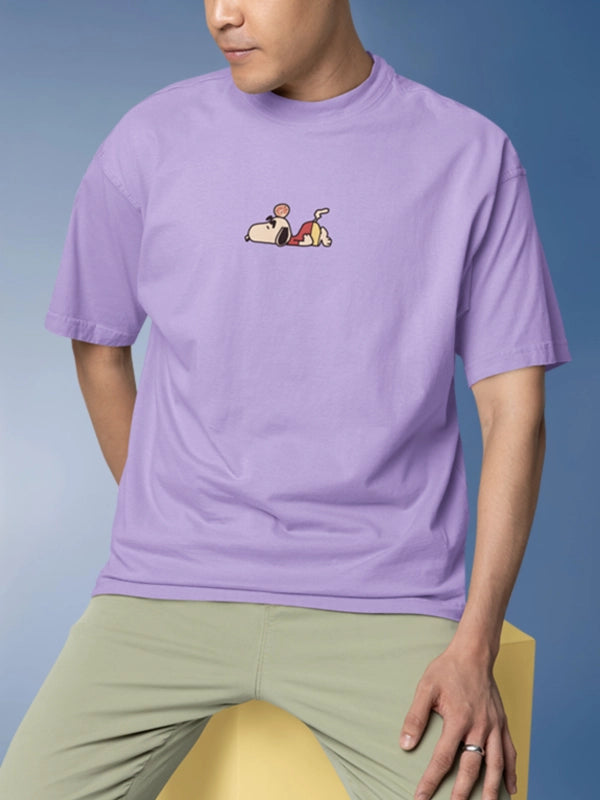 Funtastic Snoopy and Shinchan Crossover Oversized Lavender T-shirt